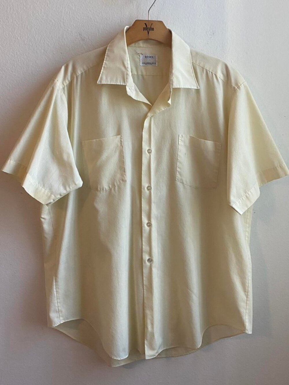 Sears Men's Cream and Yellow Shirt